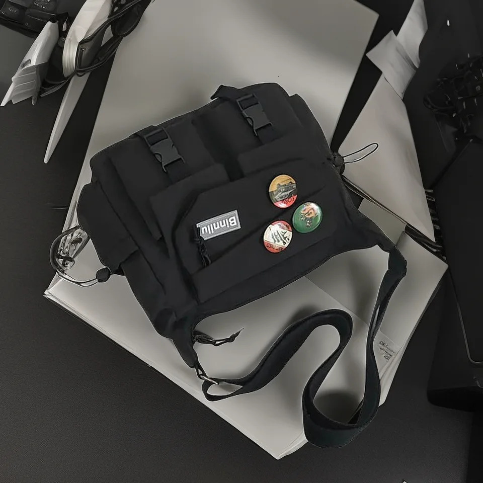 Preppy Style Nylon Crossbody Bag For Boys GirlsLarge Capacity Messenger Outdoor Activities Black Personalised Gifts 241106