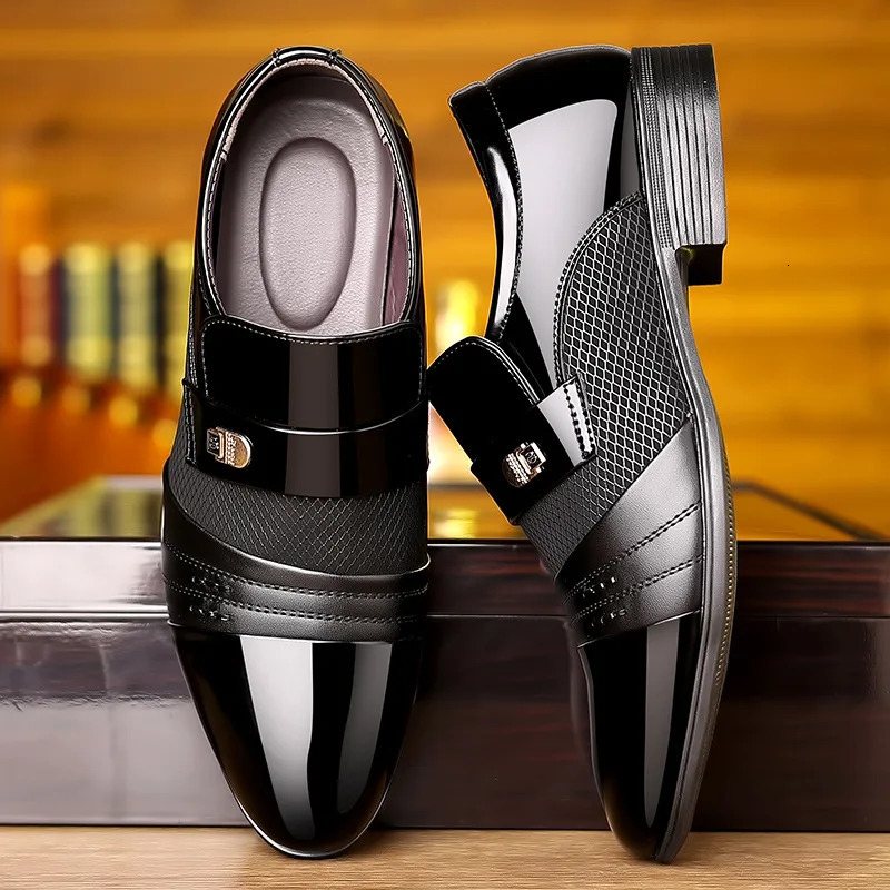 Classic Business Dress Men Shoes Formal Slip On Dress Shoes Mens Oxfords Footwear Elegent Leather Shoes For Men Loafers Wine Red 241118