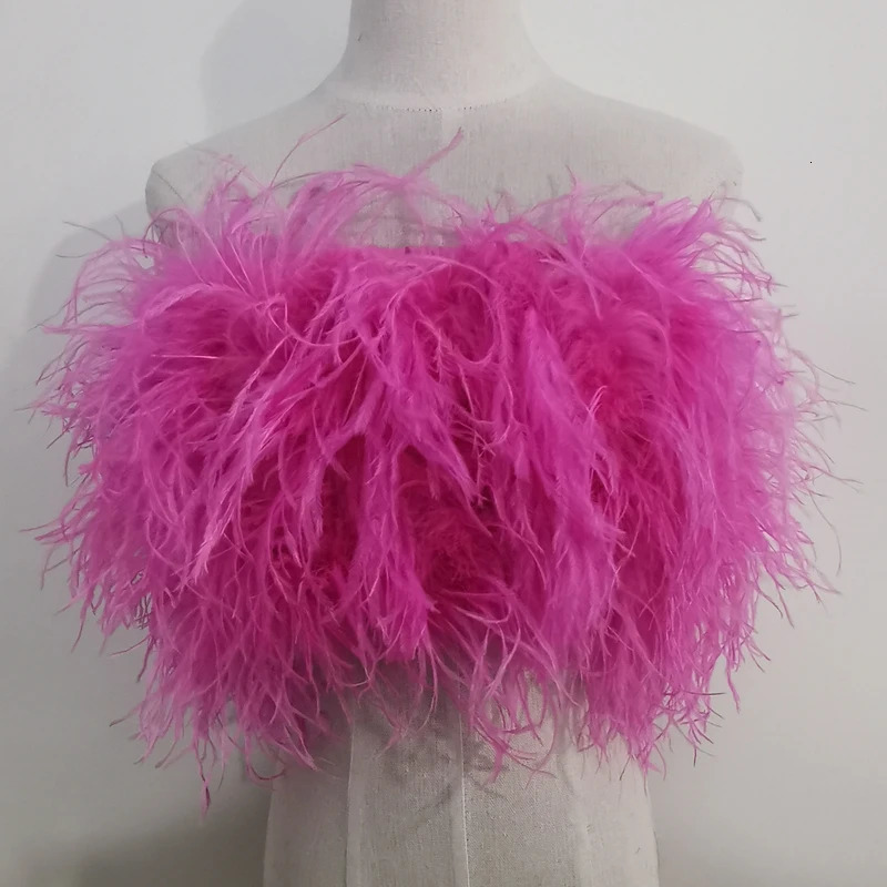 Length 22cm 100% natural ostrich fur bra underwear womens fur coat 241106