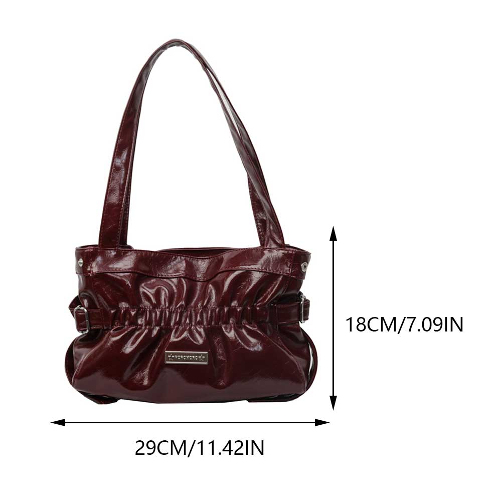 Elegant Shoulder Bags for Women PU Leather Ruched Handbag Purses Pleated Underarm Bag Women's Tote Stylish Armpit Top Hand Bag