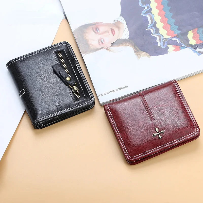 2023 New Mini Women Wallets Free Name Engraving Fashion Small Wallets Zipper PU Leather Quality Female Purse Card Holder Wallet