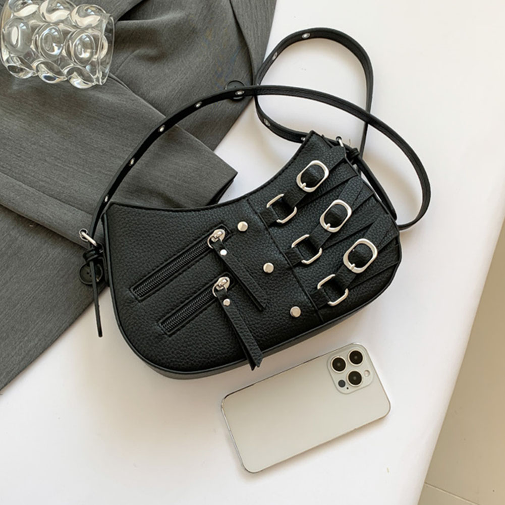 Women Fashion Shoulder Bag Aesthetic Leather Simple Underarm Bag Y2K Small Handbag Large Capacity Daily Shoulder Crossbody Bag