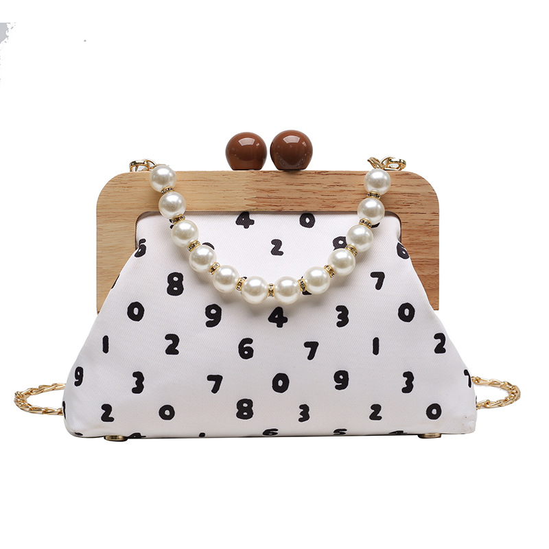 Pearl Portable Clip Buckle Shoulder Bag Female 2021 Korean Fashion Cute Western Style Chain Messenger Shell Bag