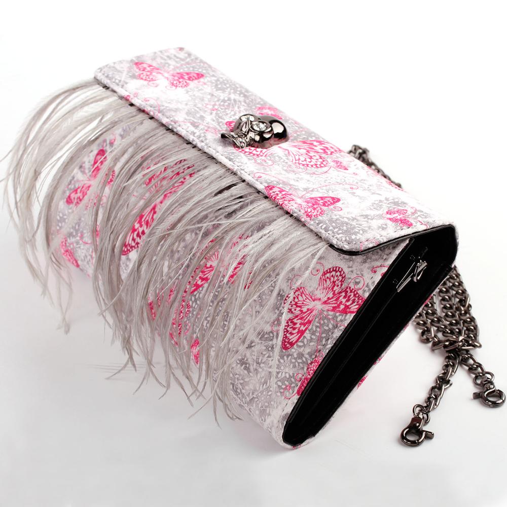 FB90022 Show Story Women's Girls Punk Skull Feather Gems Design Fashion Outdoor Evening Clutch Handbag Bag
