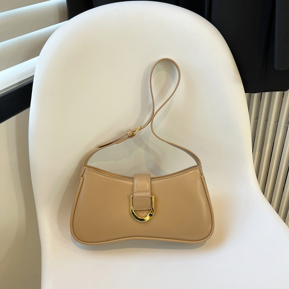 Women PU Underarm Bag Large Capacity Stylish Armpit Bag Solid Color Elegant Tote Purse Adjustable Strap for Outdoor Travel