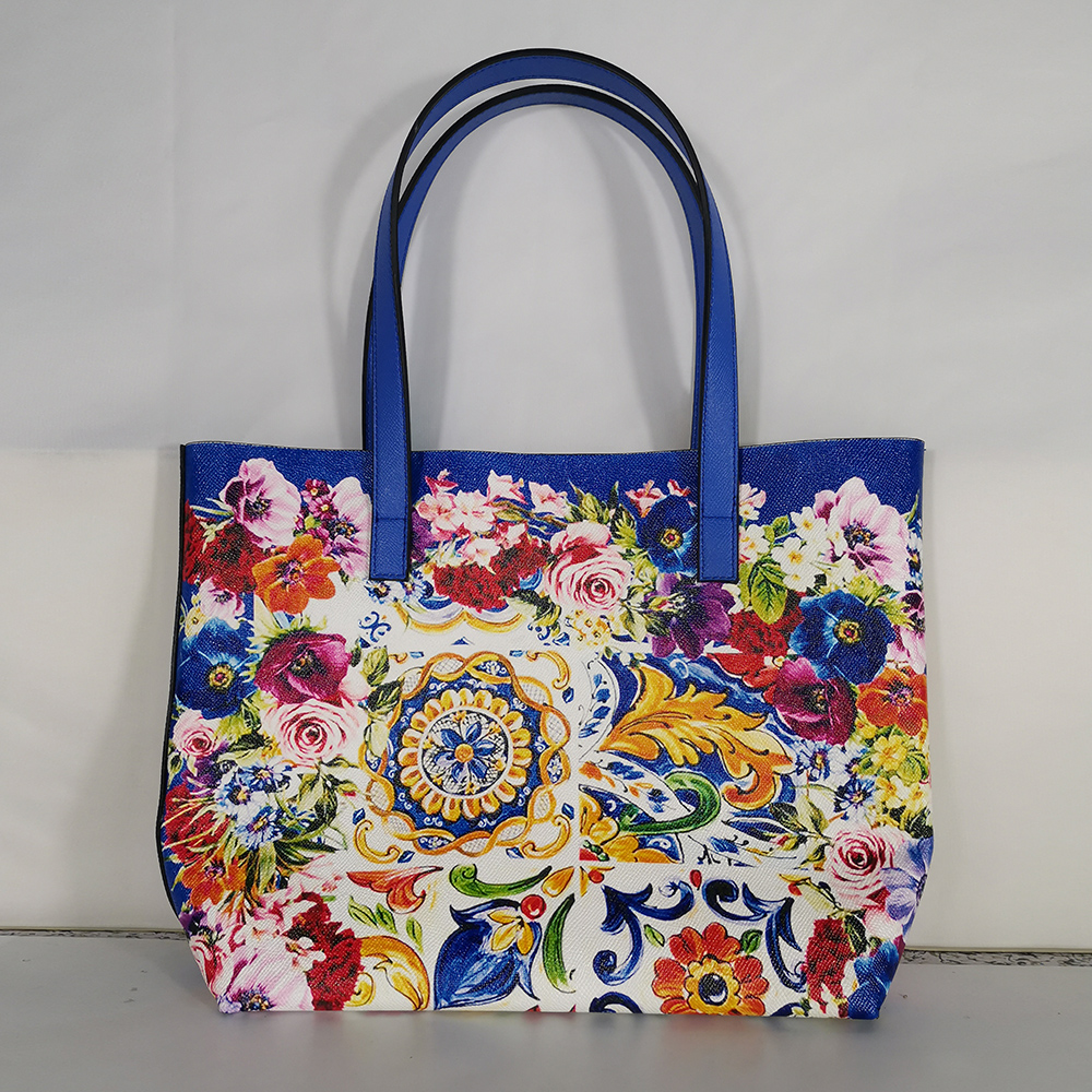 italy Elegant lady girl handbag blue and white porcelain pattern shoulder bag extra large tote bag luxury brand women bag beach