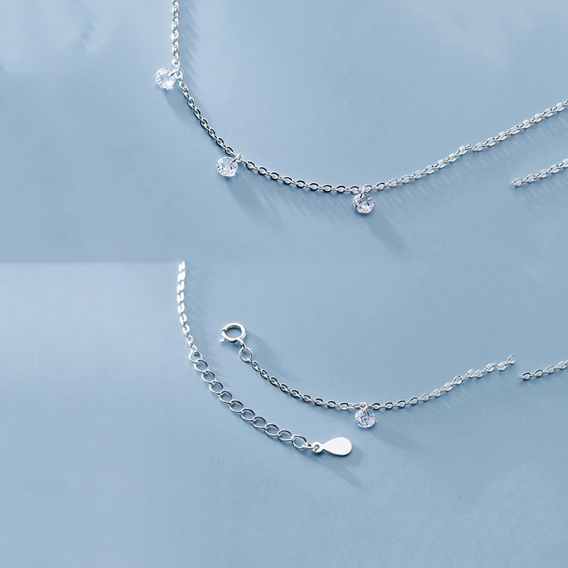 WANTME genuine 925 pure silver Korean round zircon Cuban chain charm ankle suitable for womens beach foot jewelry accessories 241107