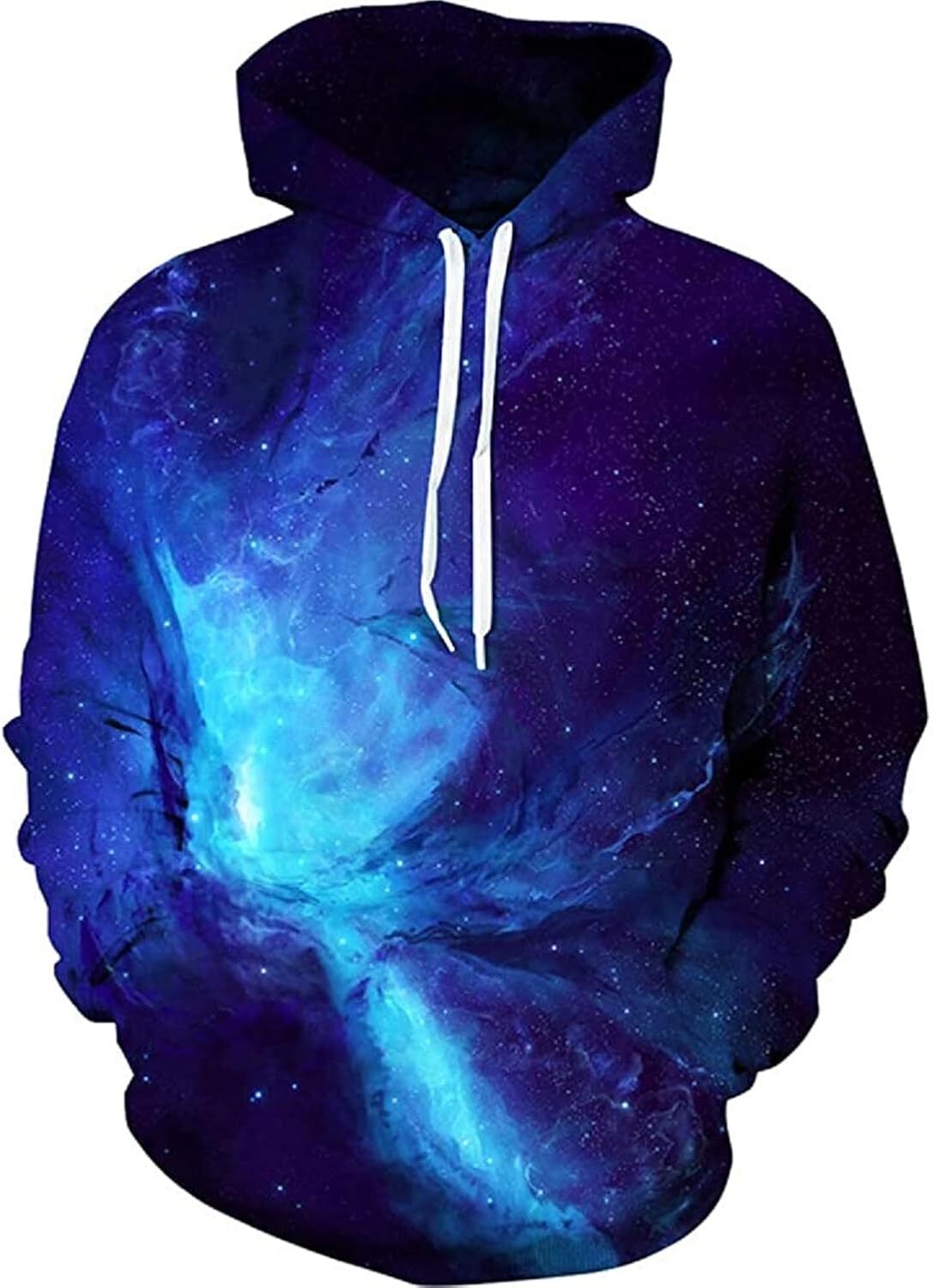 Hoodie for Mens Womens Unisex Hoodies 3D Print Galaxy Pullover Hooded Sweatshirt Hoodies with Big Pockets for Teen Men, Teen Boy Trendy blue pattern