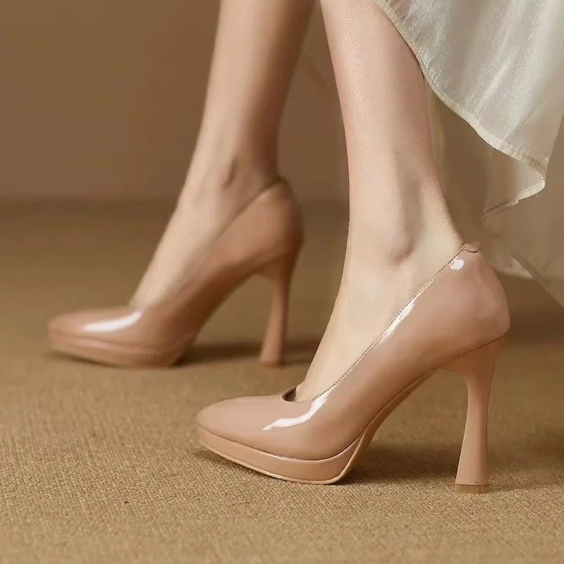 Shoes for Women 2024 Evening Pointed Toe Ladies Summer Footwear Super High Heel Stilito Platform Black Lastest Shoe 241106