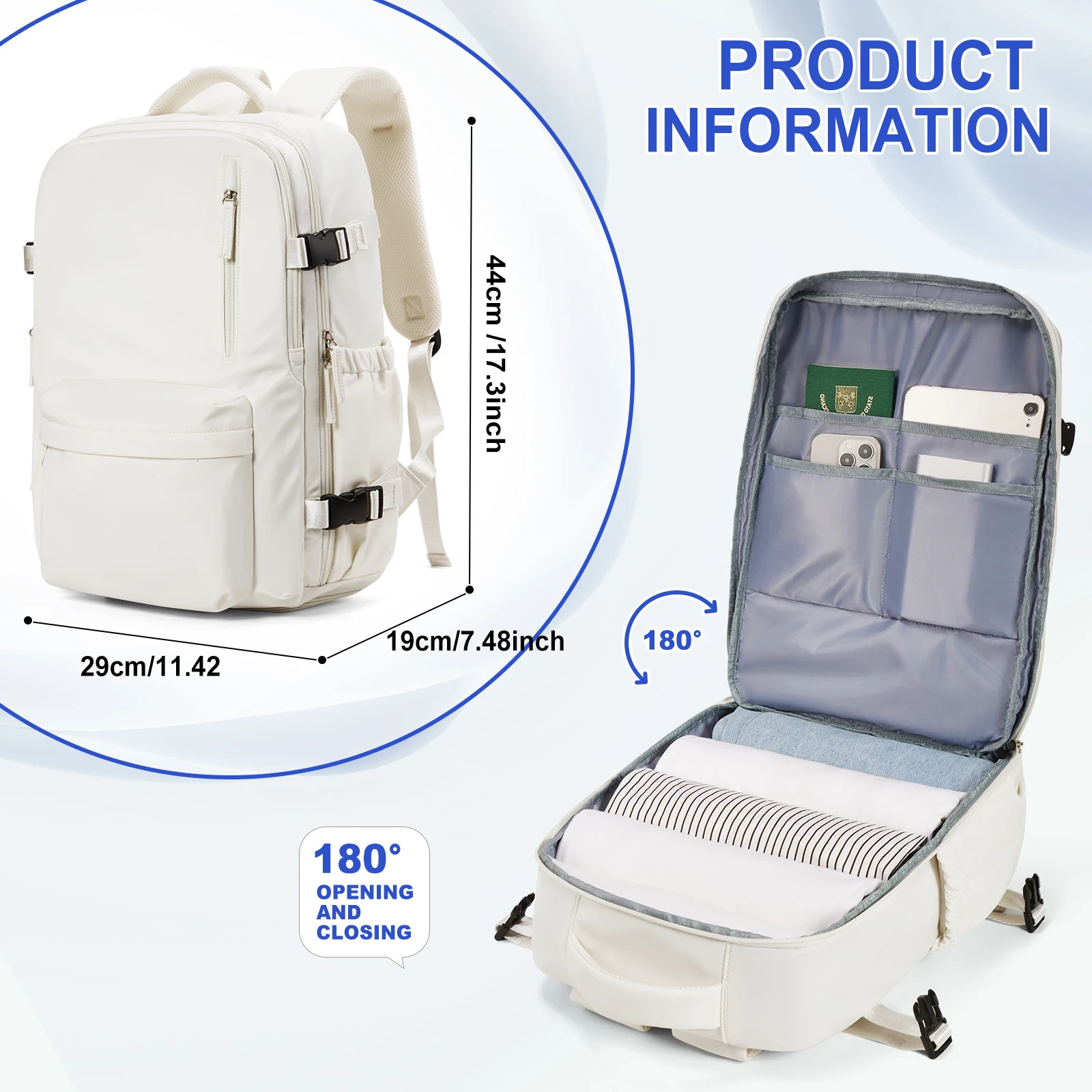 Backpack 44x29x19 mens travel backpack flight approved backpack business weekend laptop bag 241106
