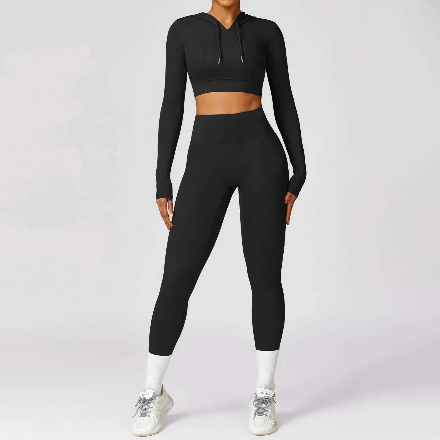 Women's Tracksuits 2pcs Seamless Yoga Set Gym Clothes Sportswear Yoga Suit For Women Tracksuit Fitness Long Sleeve Crop Top Sports Bra Gym Leggin