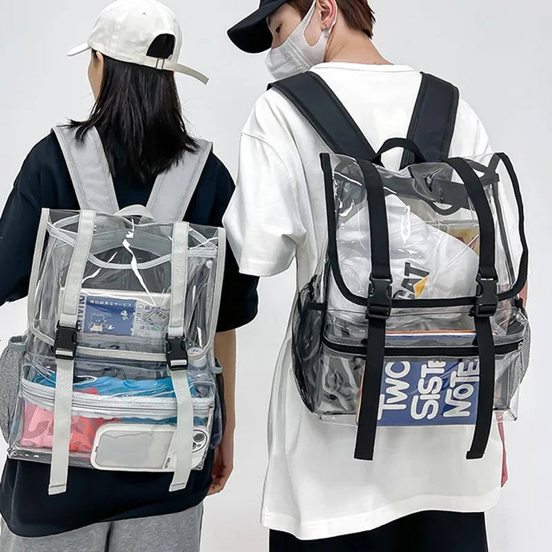 Backpack for teenage girls Japanese second element school bag PVC backpack womens shoulder bag transparent pocket Itabag Mochila 241107