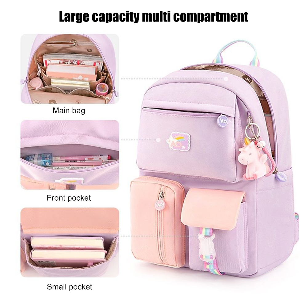 Kawaii Girls School Bag Primary School Bags Children Backpack Large Capacity Bag Waterproof Bags Multiple Pockets Schoolbags
