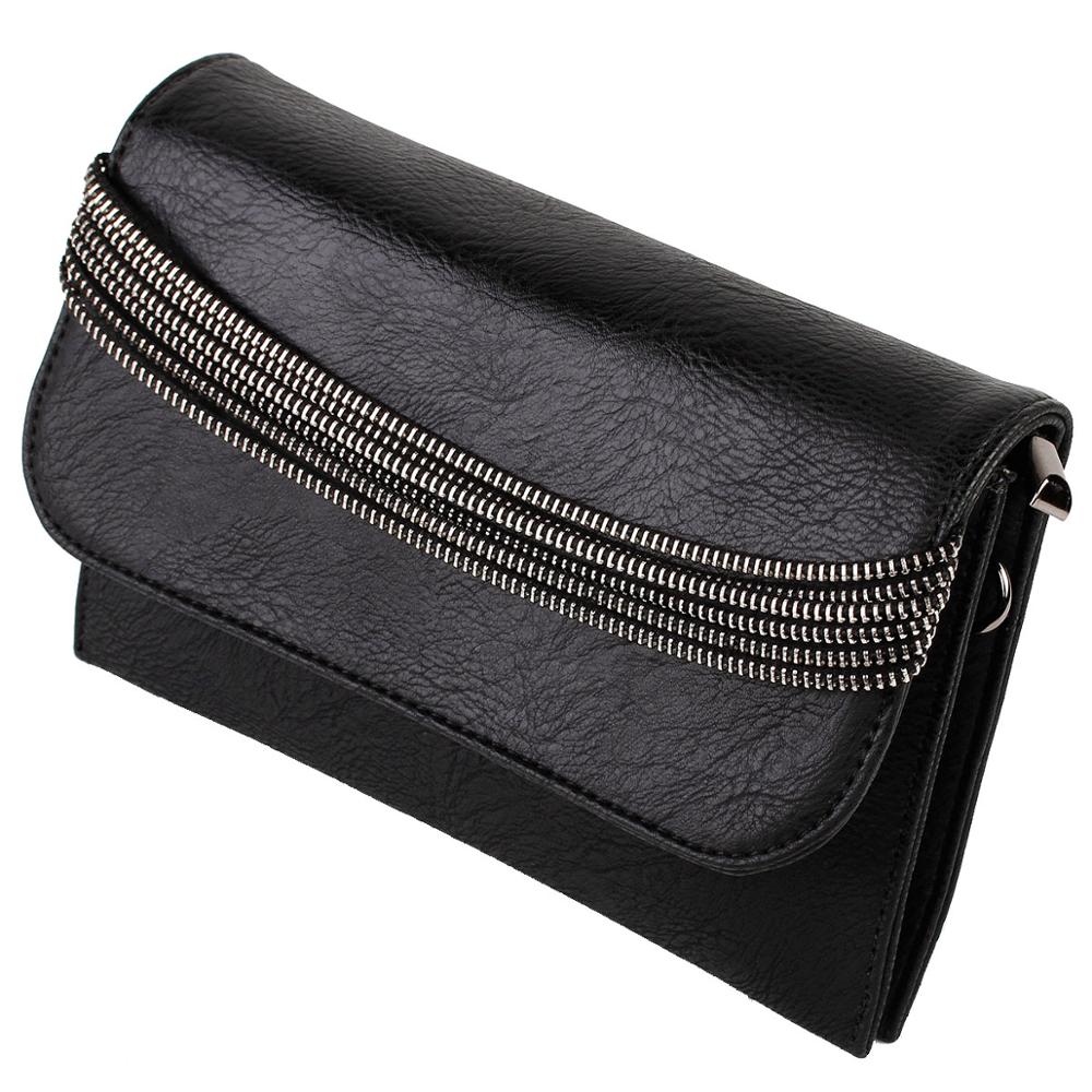 FB90011 Show Story Women's Girls Punk Black/Red Zip Fashion Outdoor Crossbody Bag Handbag