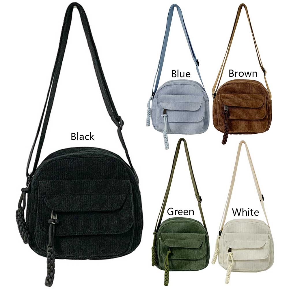 Women Corduroy Crossbody Bag Casual Multi Layer Shoulder Bag Versatile Phone Purse Satchel Hobo Bag Travel Holiday Purse