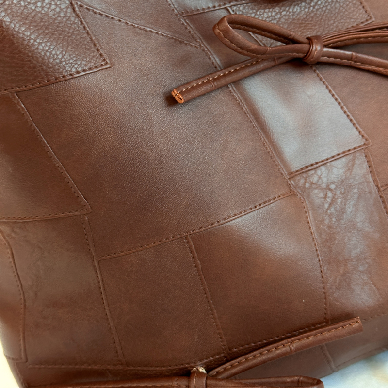 Women Bowknot Tote Handbag PU Leather Simple Handheld Bag Large Capacity Fashion Shoulder Purse Female Shopping Bag