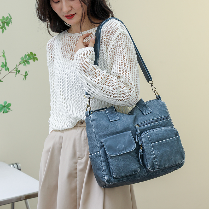 Annmouler New Fashion for Women Vintage Soft Pu Leather Handbags Large Capacity Tote Many Pockets Messenger Bag sac