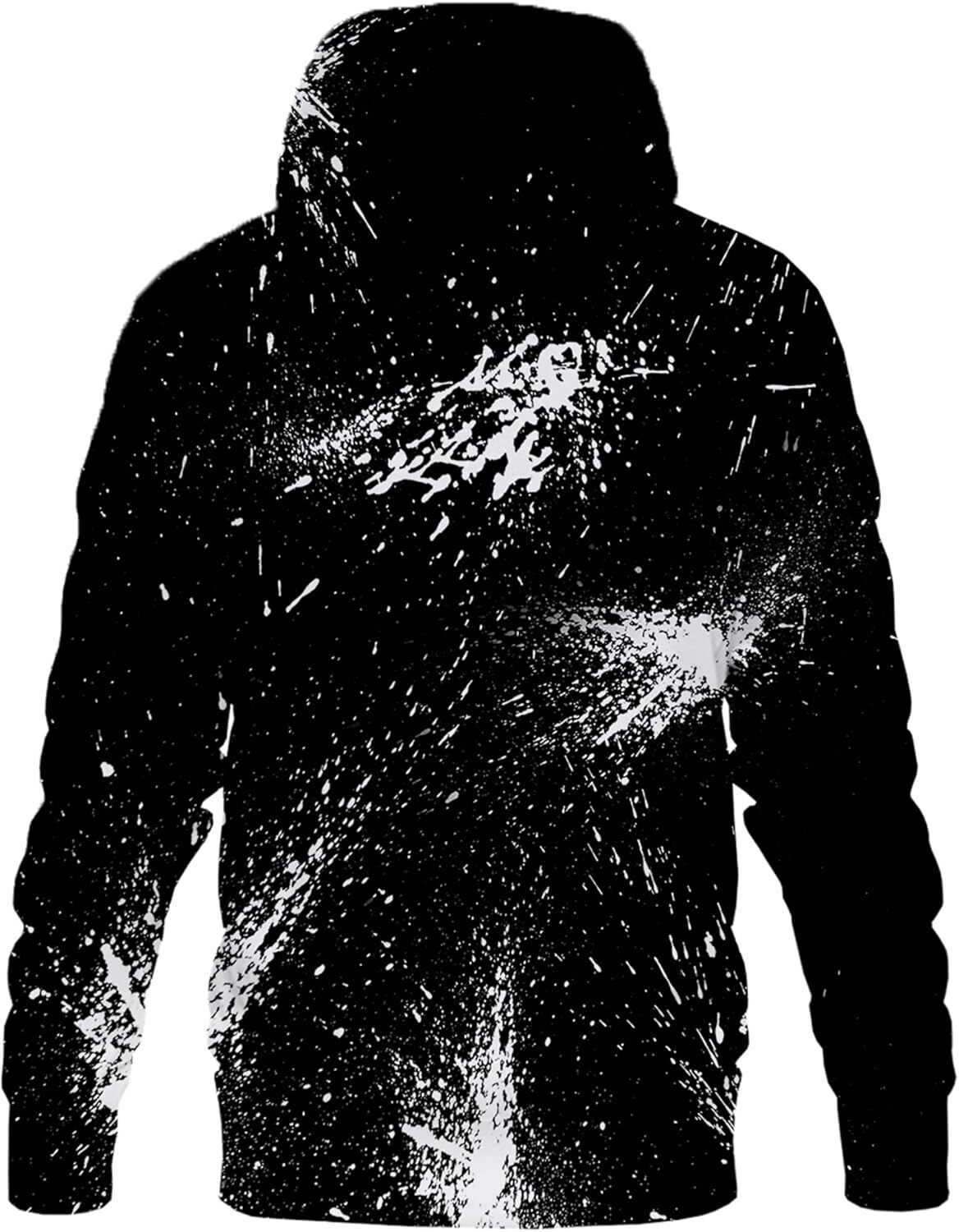 Hoodie for Mens Womens Unisex Adults 3D Printed Fashion Hoodies for Men Women Pullover Novelty Sweatshirts with Big Pockets Graphic Cool black and whi
