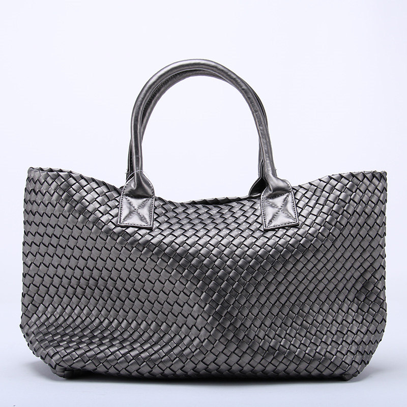 24 Colors Ladies Hight Quality Woven Leather Cross Stitch Hobo Handbag Women Large Bag Casual Tote