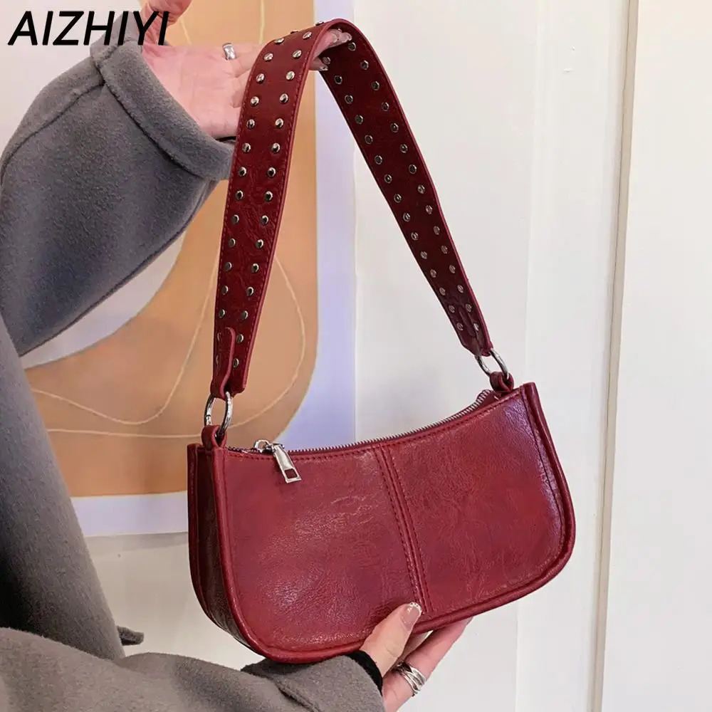 Y2K Red Shoulder Bag Womens Retro Underwear Horizontal Bag Womens PU Leather Retro Handbag Christmas Gift Handbag 241106