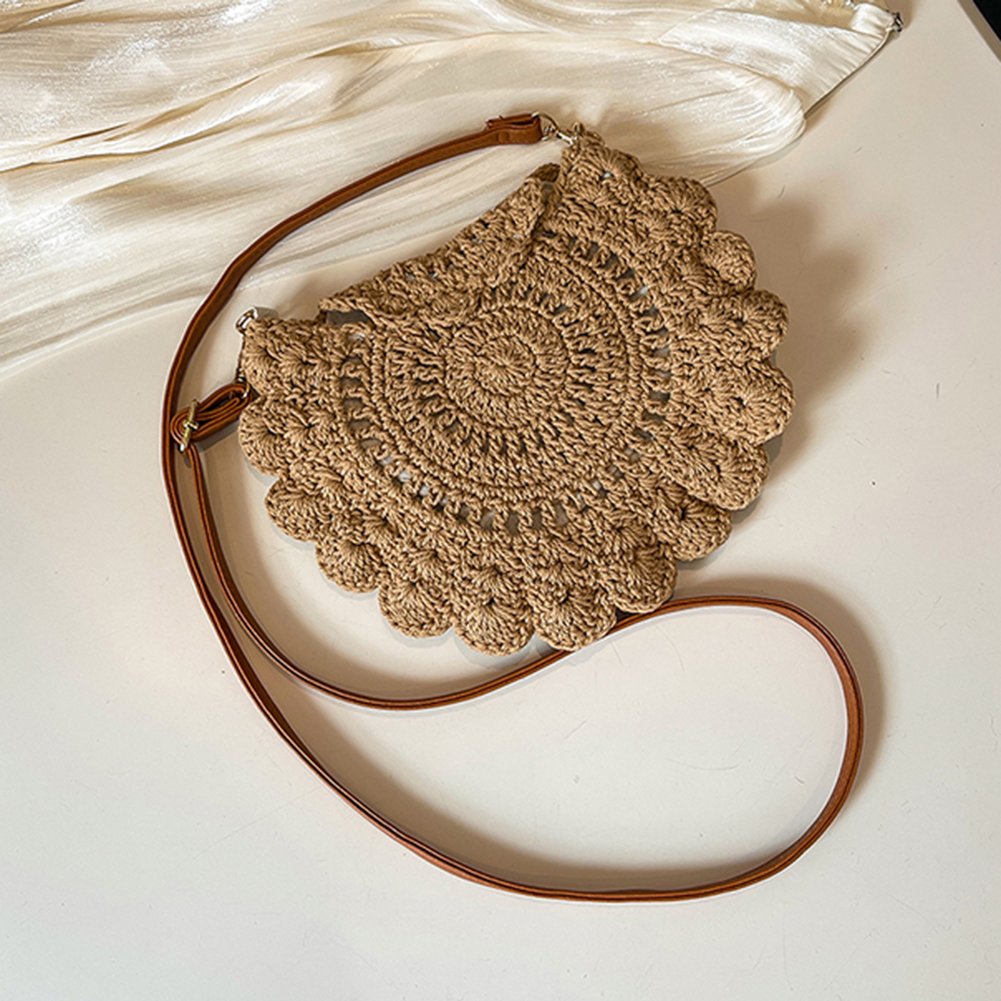 Crochet Crossbody Bag Hollow Summer Beach Bag Aesthetic Tote Handbag with Adjustable Strap for Women Summer Beach