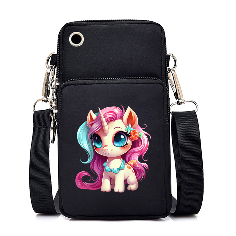 New Fashion Mobile Phone Bag 26 Art Unicorn Alphabet Women Messenger Bag Aesthetics Mini Small Crossbody Bag Coin Purse Handbag