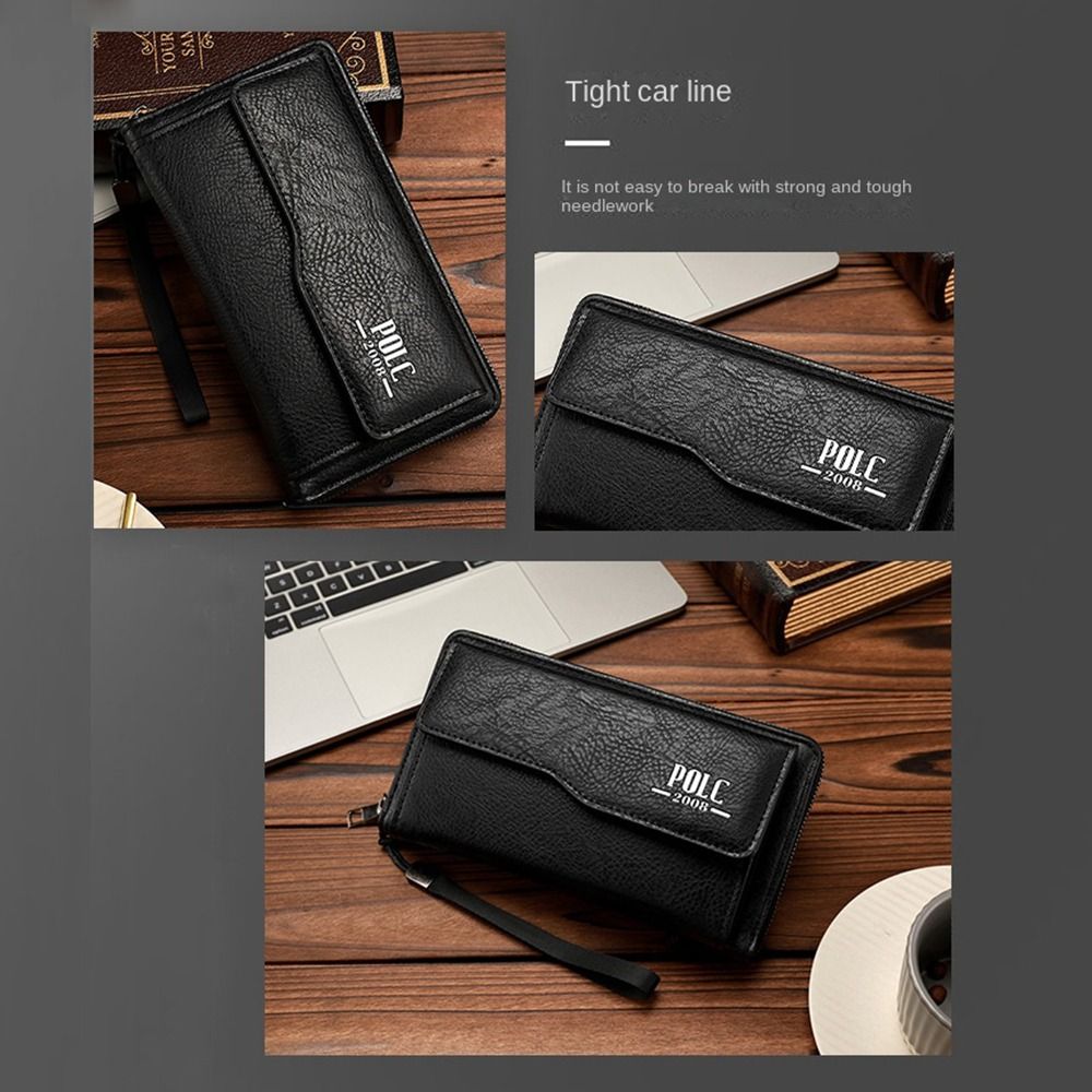 Leather Men's Long Wallet Multi-position Large Capacity Male Leather Purse Ultralight Leisure Men's Hand Bag Card Holder