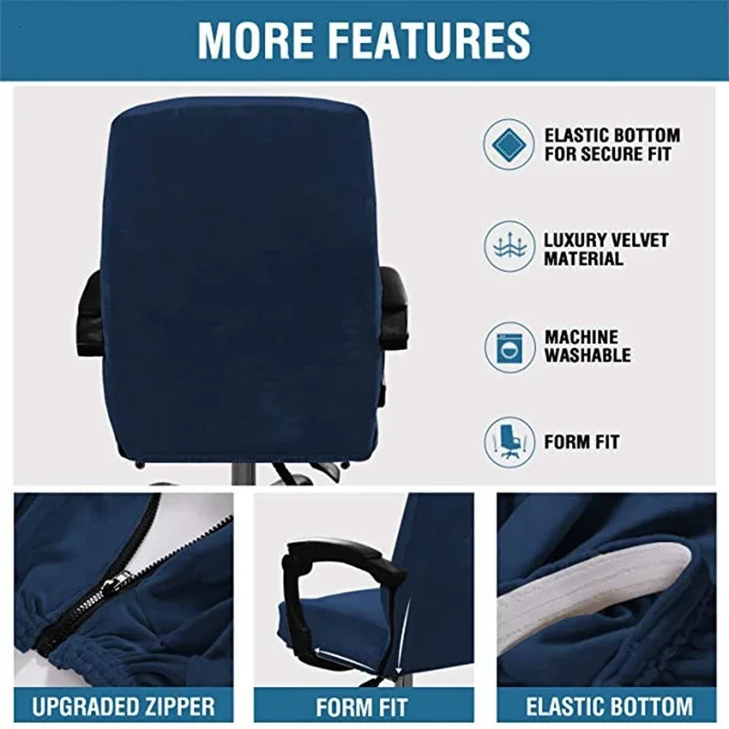 Office Computer Chair Cover Armchair Protector Black Blue High Quality House De Chair Includes Armrest Velet Gamer Chair Cover 241107