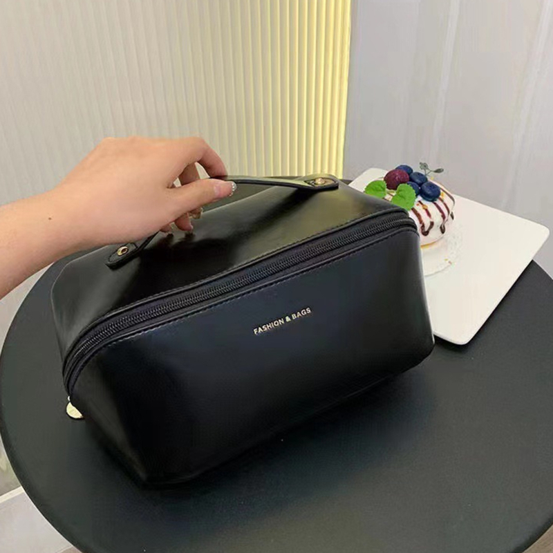 Cosmetic Bags For Women PU Leather Make Up Pouch Travel Toiletries Organizer Storage Hangbag Large Capacity Carry-on Makeup Tote