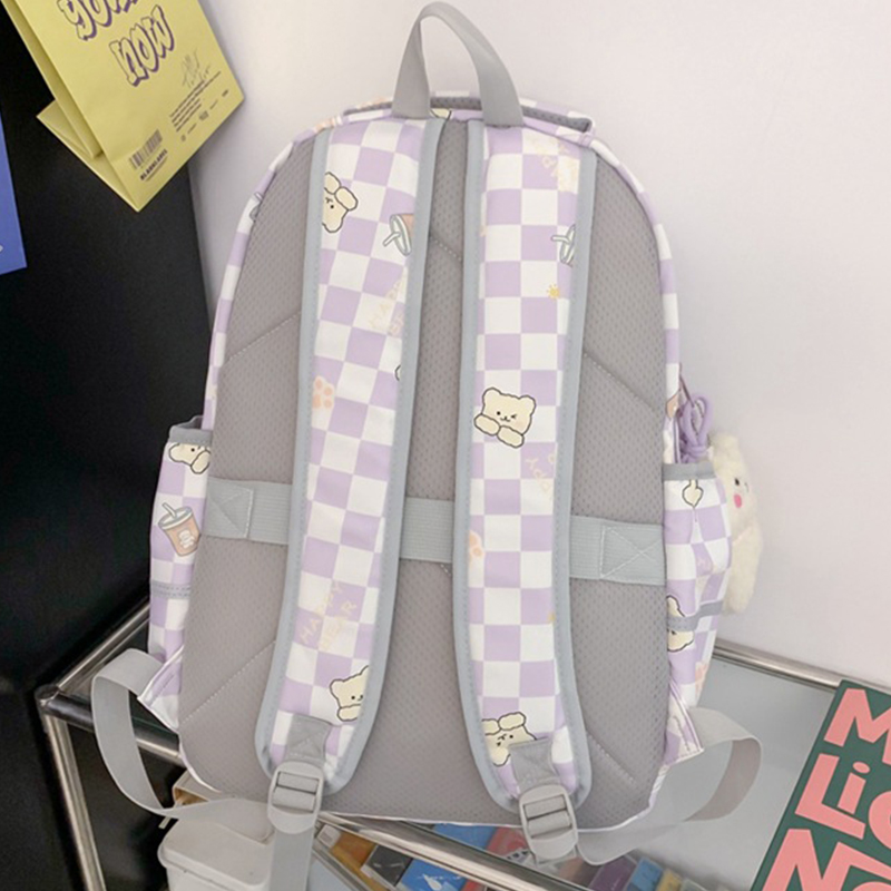 Preppy Schoolbag 2023 New Style Plaid Simple Backpack Large Capacity Junior High School Students Leisure Backpack