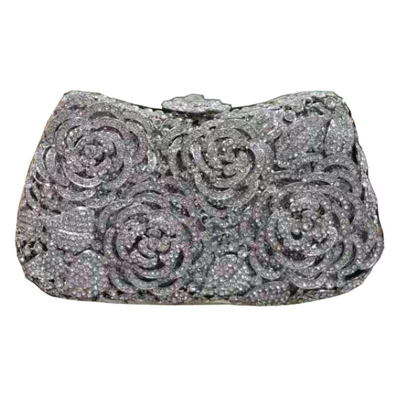 New elegant ladies pattern evening bag wedding party rhinestone handbag ladies crystal clutch