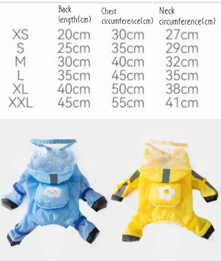 Update Dog Apparel Pet Four Legged Raincoat With Rainshoes And Traction Buckle Reflective Waterproof Hooded Poncho Outdoor Clothing