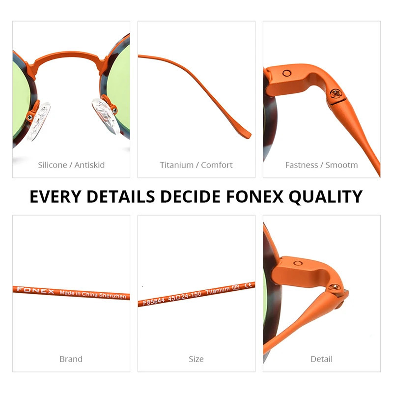 FONEX Acetate Polarized Sunglasses for Men Simple Fashion Color Circular UV400 Sunglasses for Women F85844T Sunshade 241106