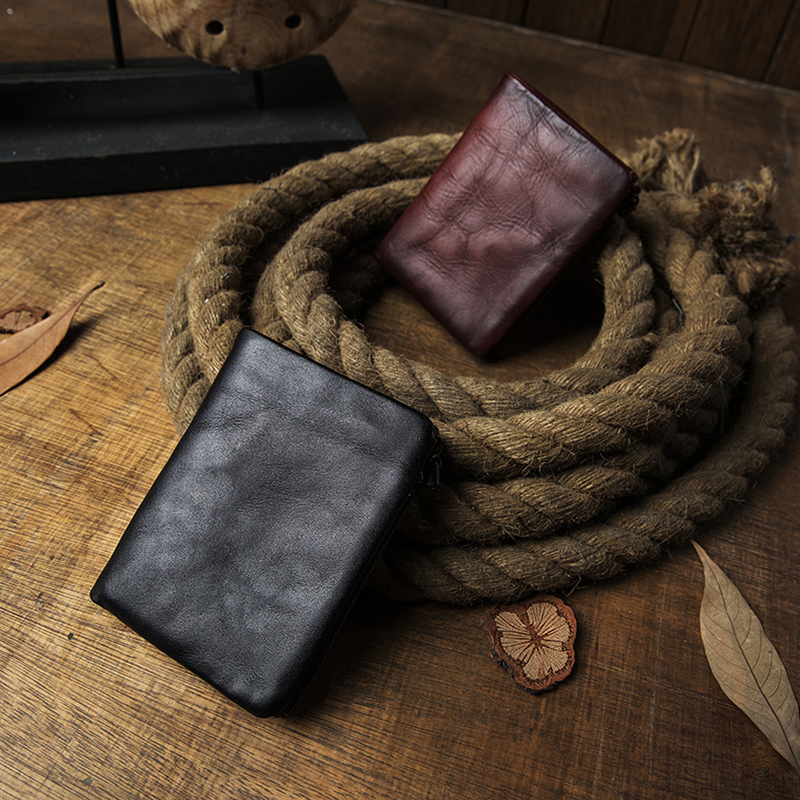 Vintage Cowhide Standard Wallet Retro Genuine Leather Soft Money Clip Men Casual Bank Cards Holder Cowskin Billfold Coin Purse