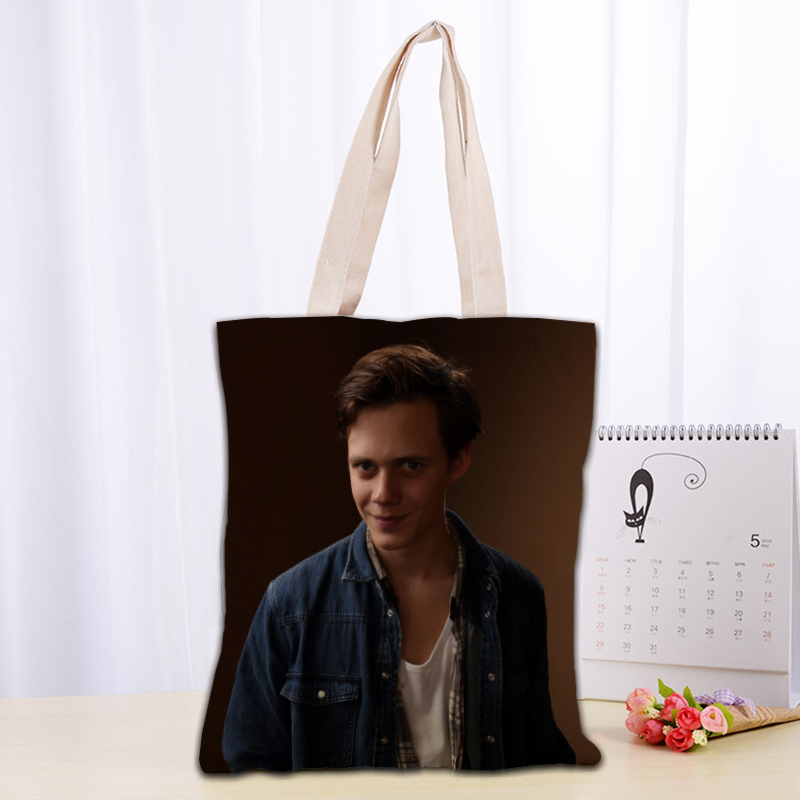 Custom Bill Skarsgard Tote Bag Reusable Women Canvas Shoulder Bag Handbag Shoulder Pouch Foldable Canvas Shopping Bags