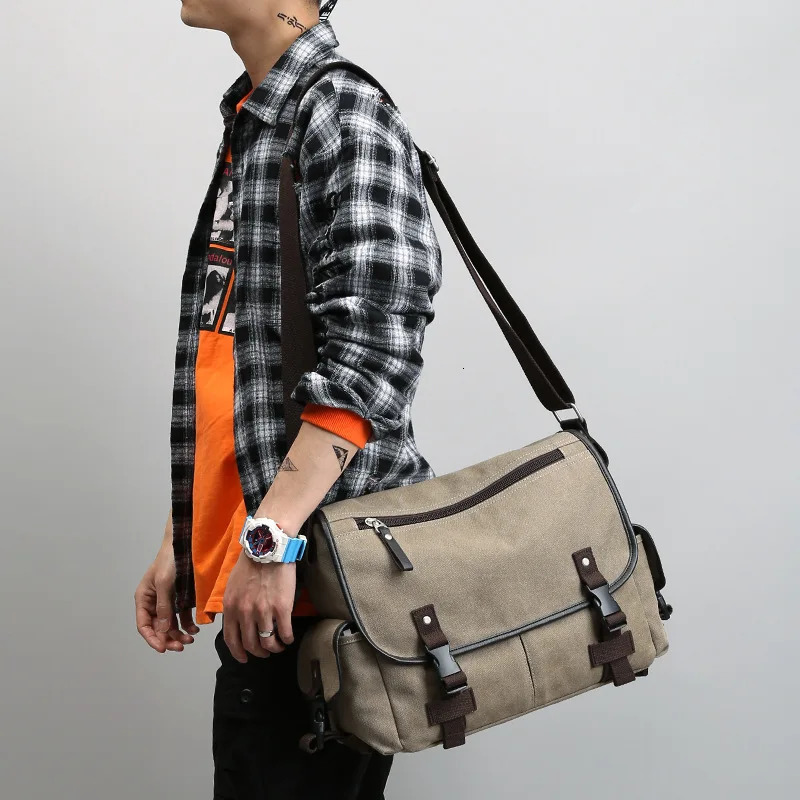 Men Canvas Shoulder Bag Male Crossbody For Mens Sling Business Handbag Messenger w241106