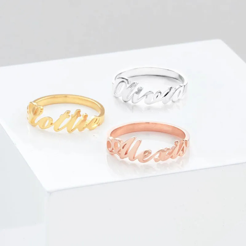 Customized 925 sterling silver 18K gold-plated name ring suitable for women to handmade personalized letters names jewelry gifts 241106