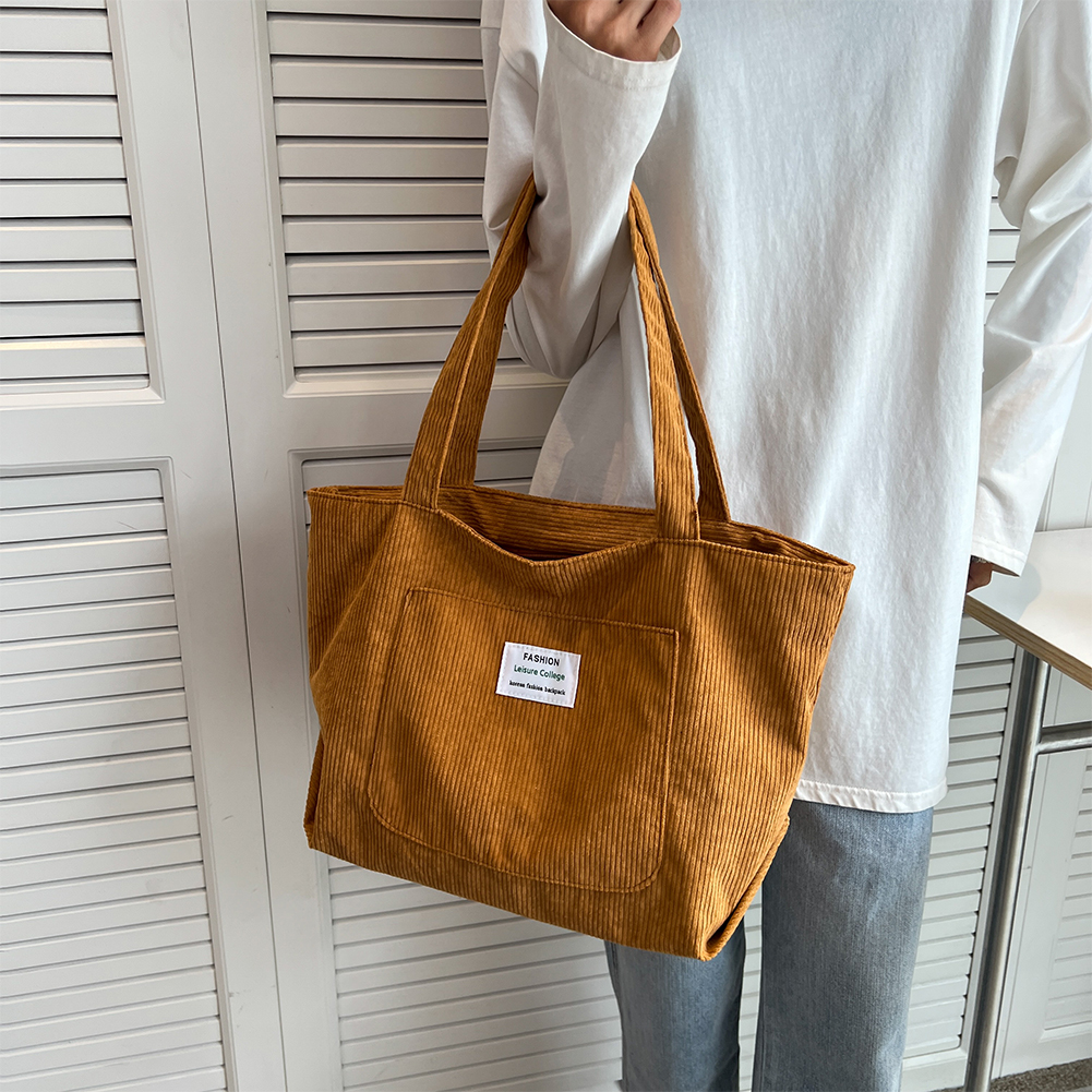 Corduroy Bag for Women Shopper Handbags Environmental Storage Reusable Canvas Shoulder Tote Bag school bags girl Shopper Bag