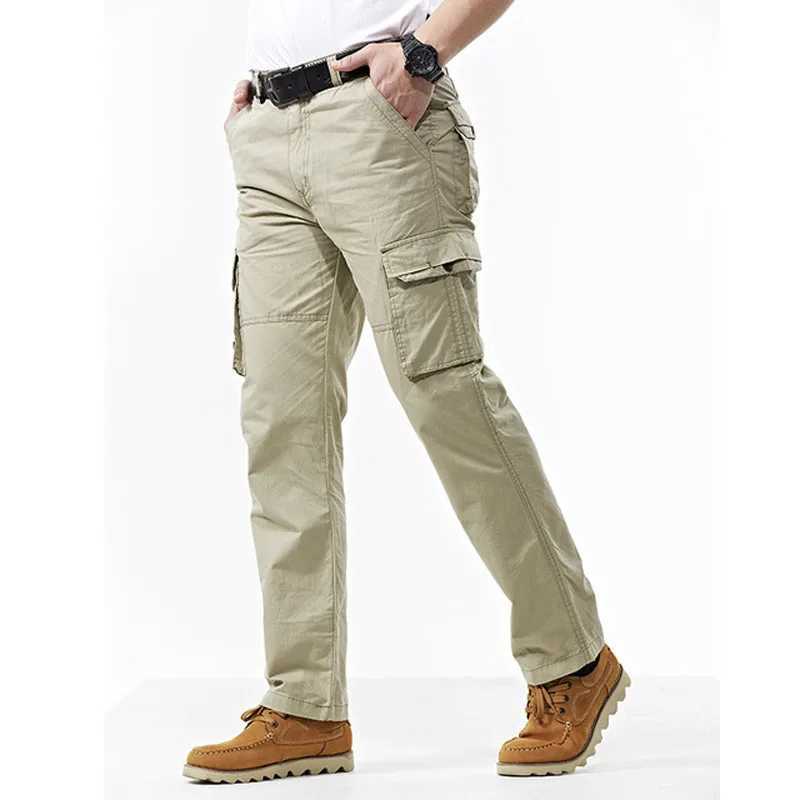 Thicken Cargo Pants Men Casual Cotton Baggy Multiple Pockets Trousers Male Commuter Combat Wear-resistant Military Mens Pants LX241107