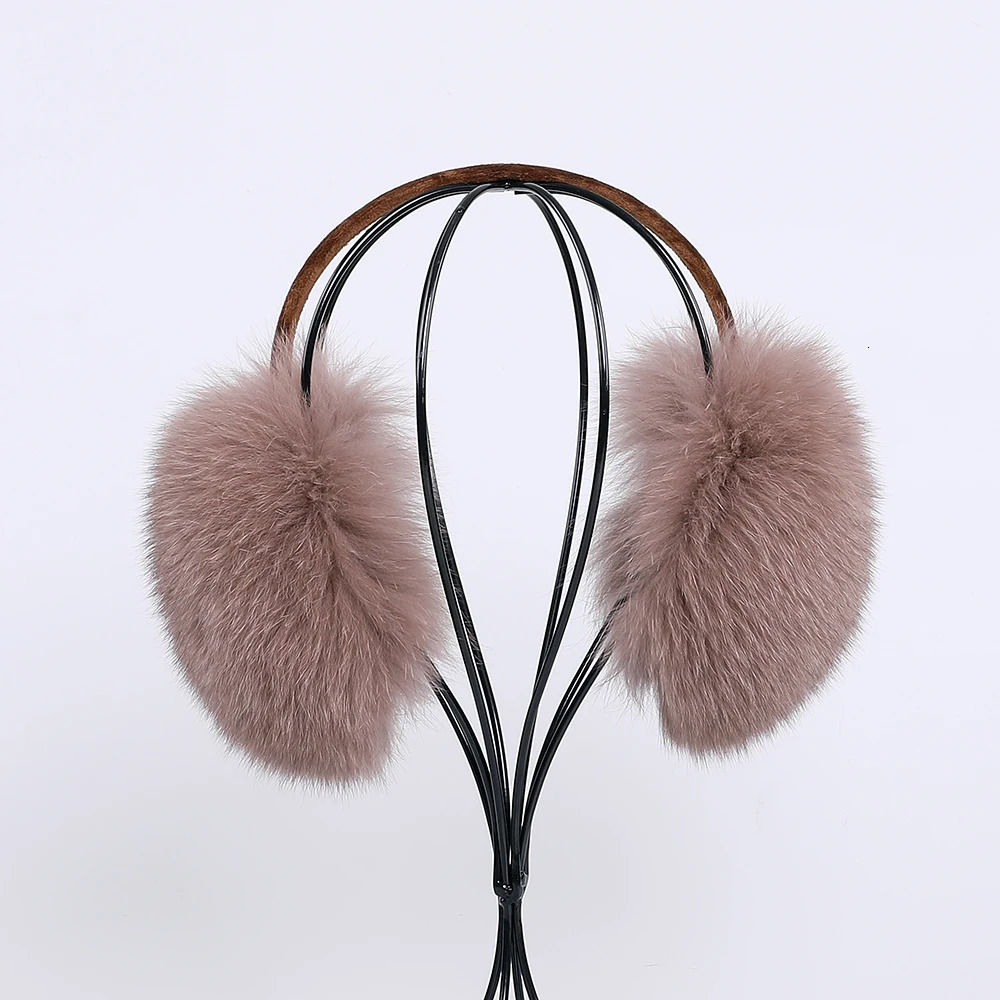 Full 100% genuine fox fur womens winter ear cushions warm ear protection for womens ear cushions 241107