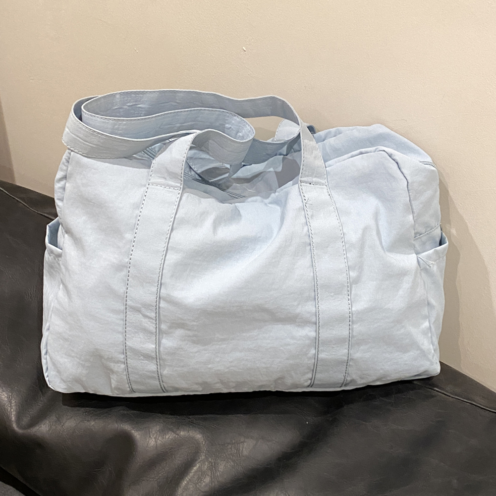 Unisex Everyday Overnight Bag Solid Color Travel Carry-On Handbag Multi-Pocket Lightweight Tote Handbag Outdoor Short Trip Bag