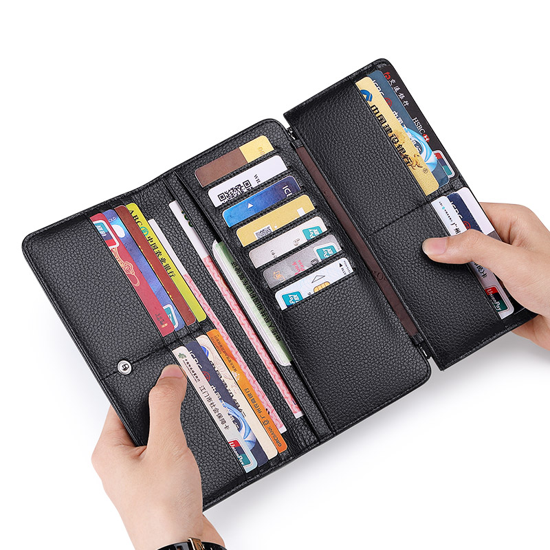 WILLIAMPOLO Men's long RFId wallet high quality leather wallet credit card holder handbag long wallet