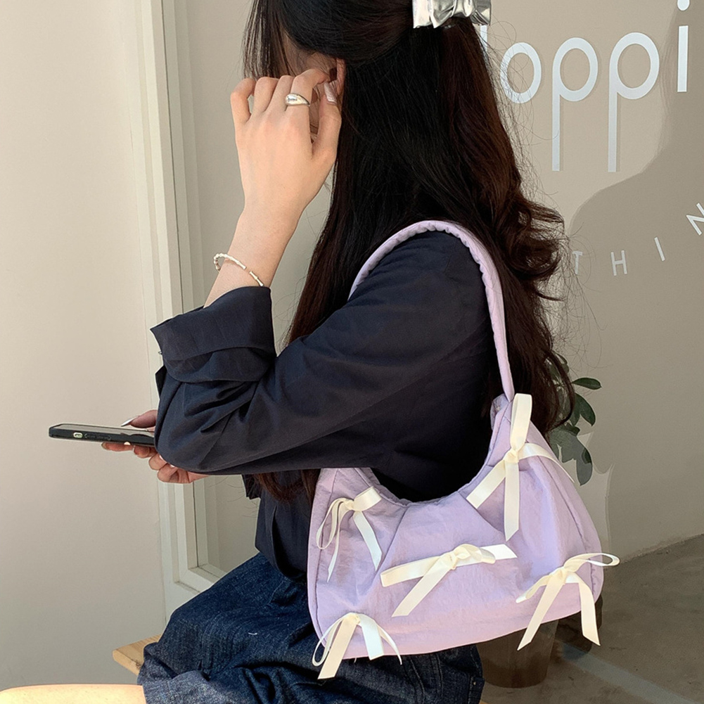 Underarm Bag Women Tote Bag Niche Design Autumn and Winter Handbag 2024 Sweet Girls Bowknot High-Grade Shoulder Commuter Bag