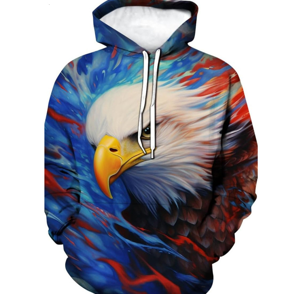 Hoodie for Mens Womens Mens 3D Eagle Print Hoodie - Patriotic Theme, Animal Graphic Sweatshirt Graphic Cool eagle pattern
