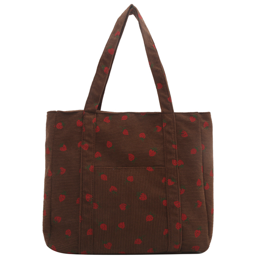Strawberry Print Daily Handbag Cute Women Tote Bag Stylish Commuting Bag Sweet Style Large Capacity for Outdoor Travel