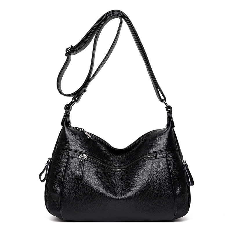 Middle-aged female bag 2021 new soft leather mother bag wild woman backpack middle-aged and elderly one-shoulder messenger bag
