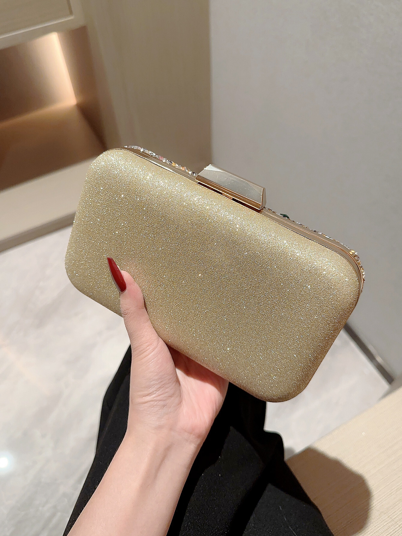 Fashionable Shiny Evening Gown Elegant Square Women's Box Chain Bag