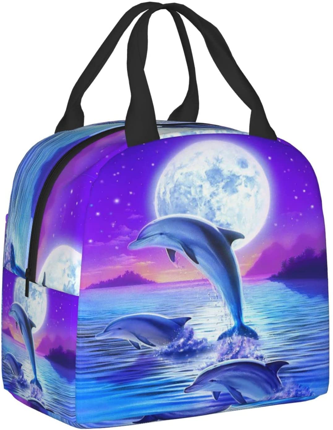 Dolphin Lunch Box for Kids Boys Girls Reusable Lunch Tote Bags, Perfect for School/Camping/Hiking/Picnic/Beach/Travel