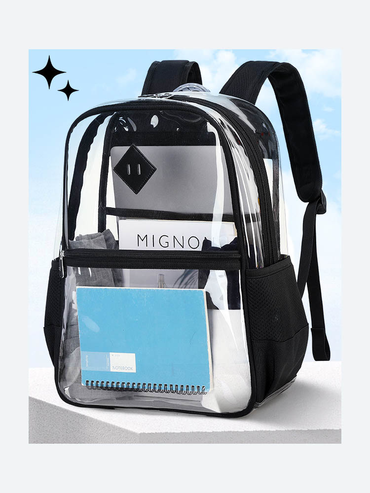 Violet transparent waterproof backpack suitable for elementary middle and high school grade girls Large capacity backpack