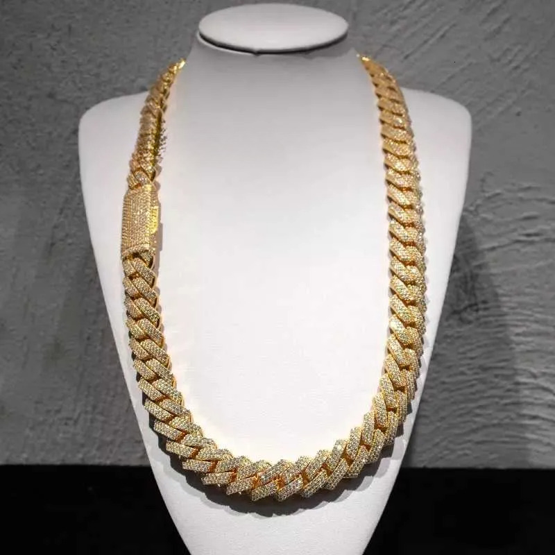 Pass Tester KIBO Jewelry Heavy VVS1 D Color 18mm Moissanites Dia Cuban k Chain Bust Down Iced Out Necklace